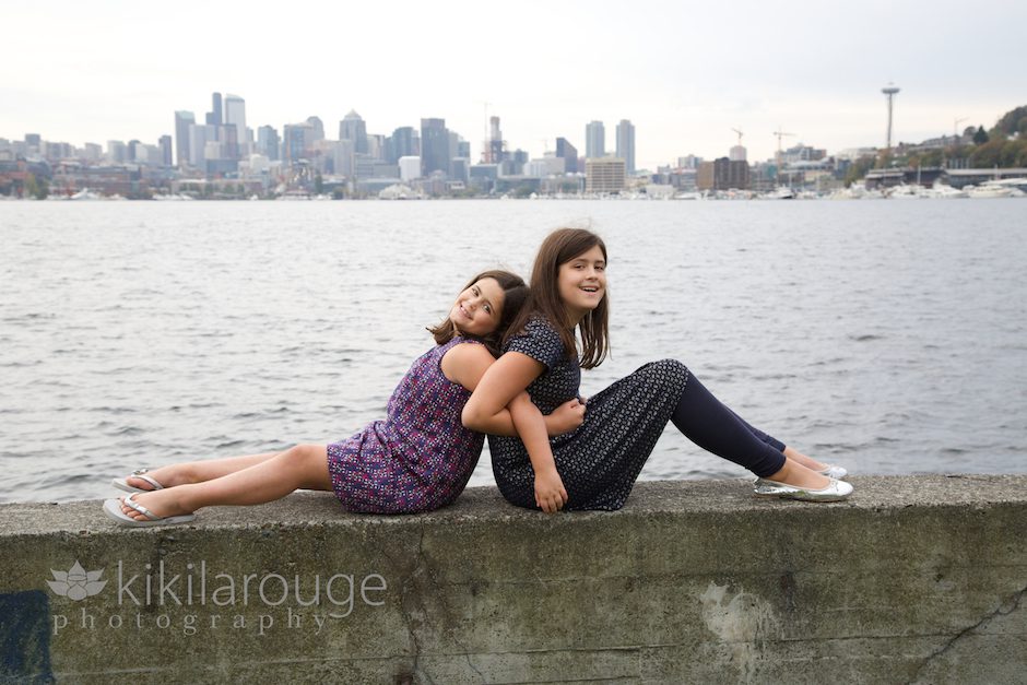 Sisters Portrait with Seattle Skyline