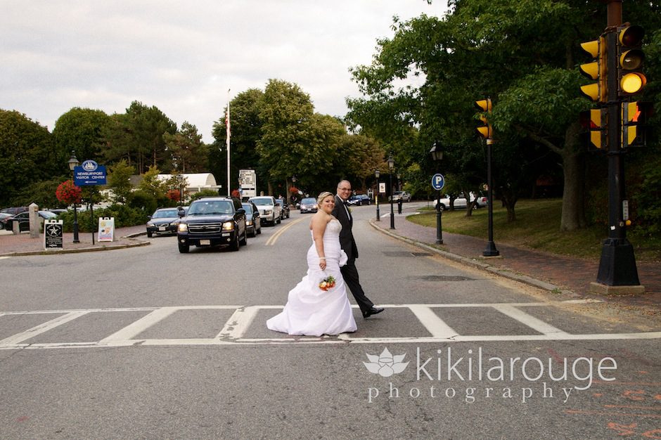 Bride and Groom in crosswalk