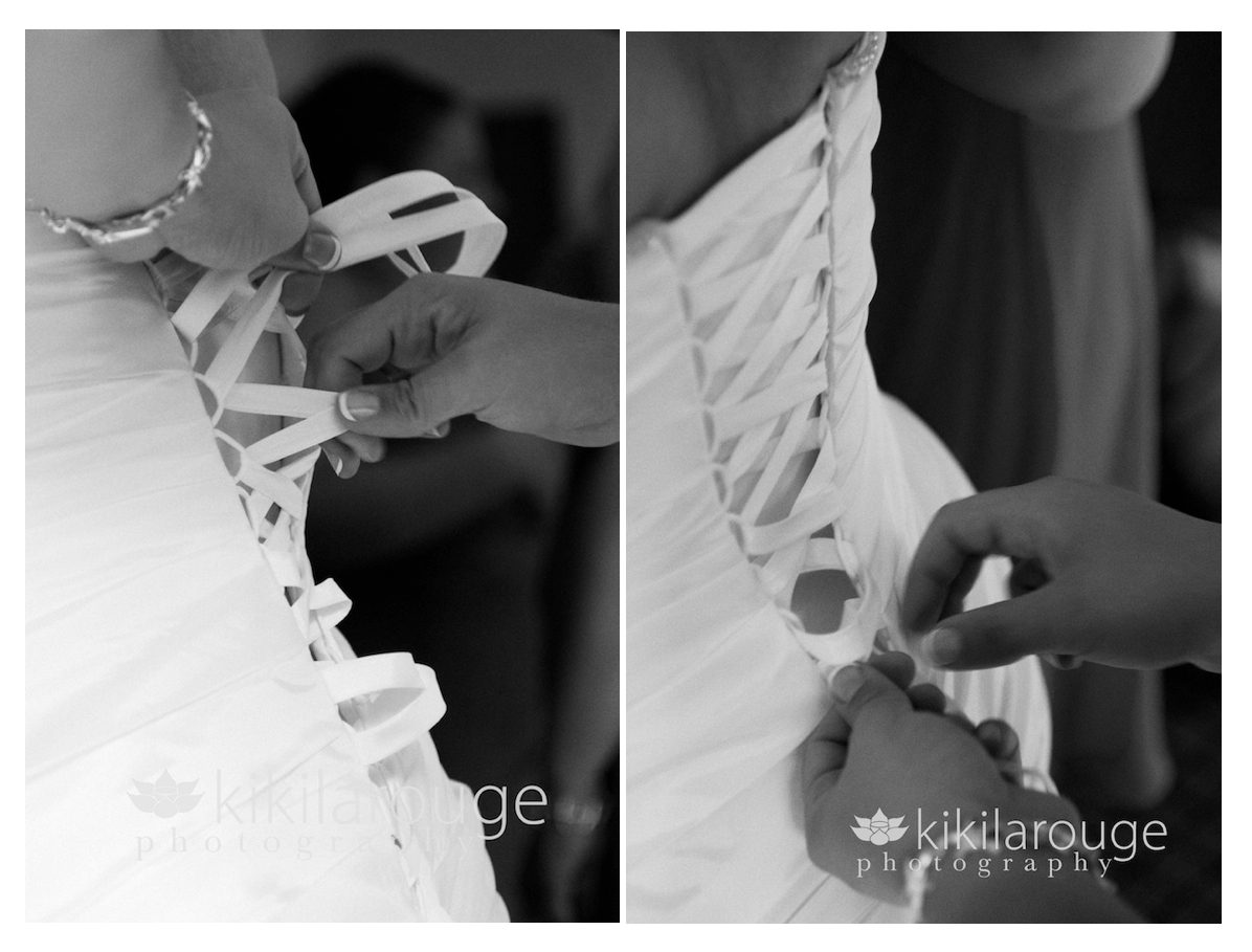 Lacing up bridal gown