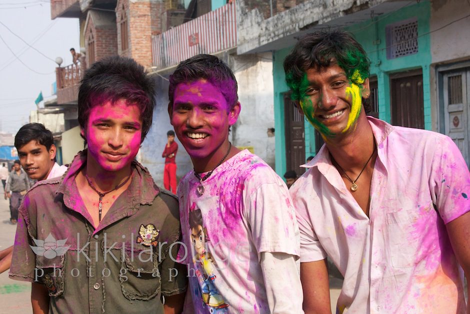 Boys celebrating Holi in Nepal