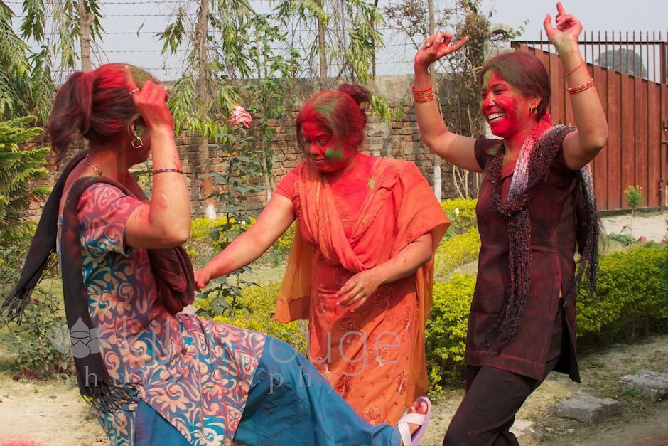 Dancing at Holi Festival of Colors