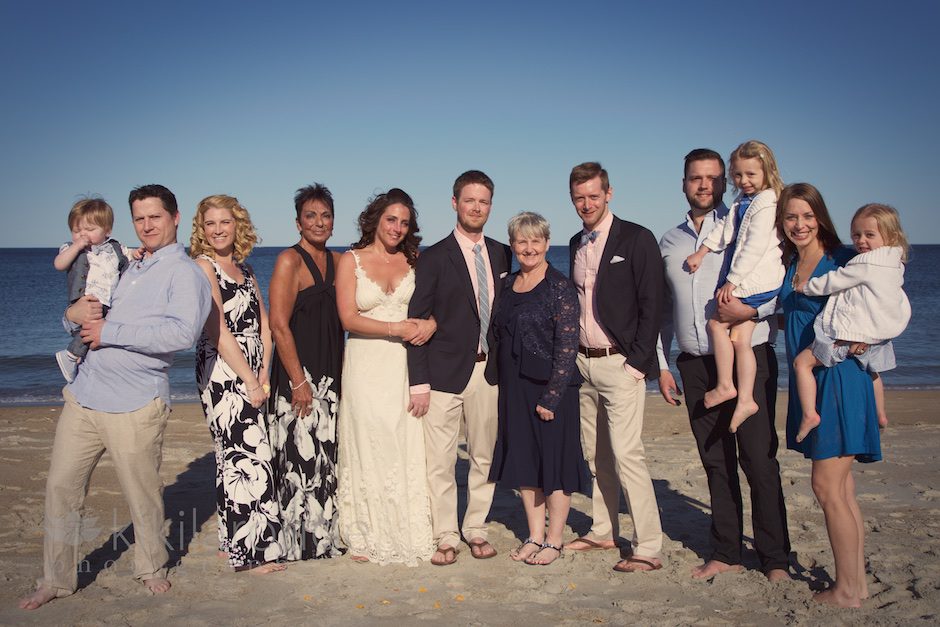 Group shot of Beach Wedding