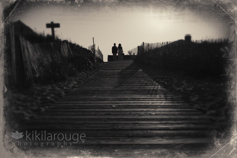 Long boardwalk with couple