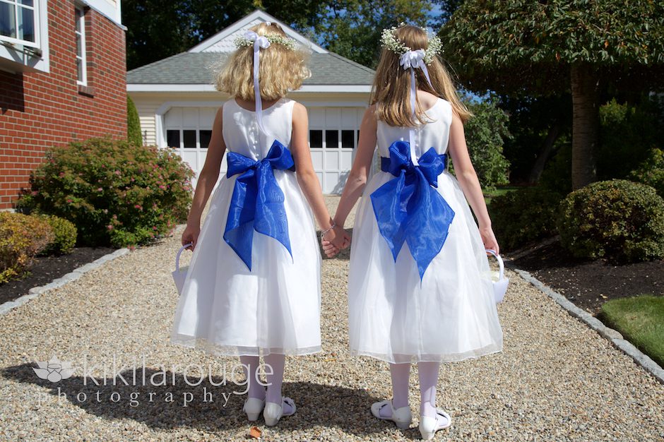 Flower girls with blue bows