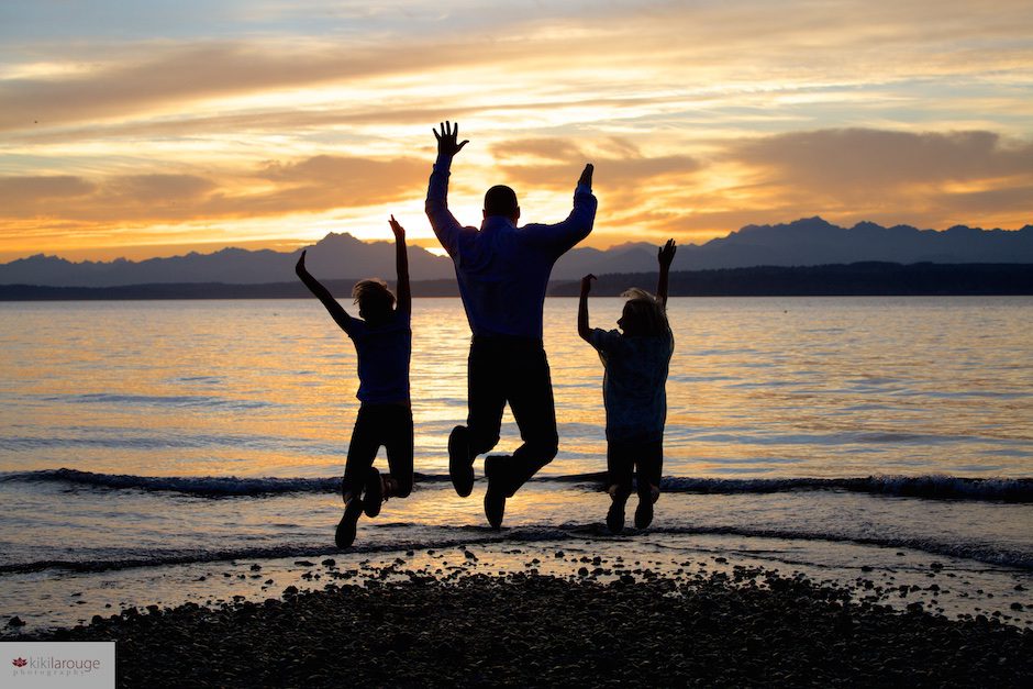 Silhouette of Family at Puget Sounds