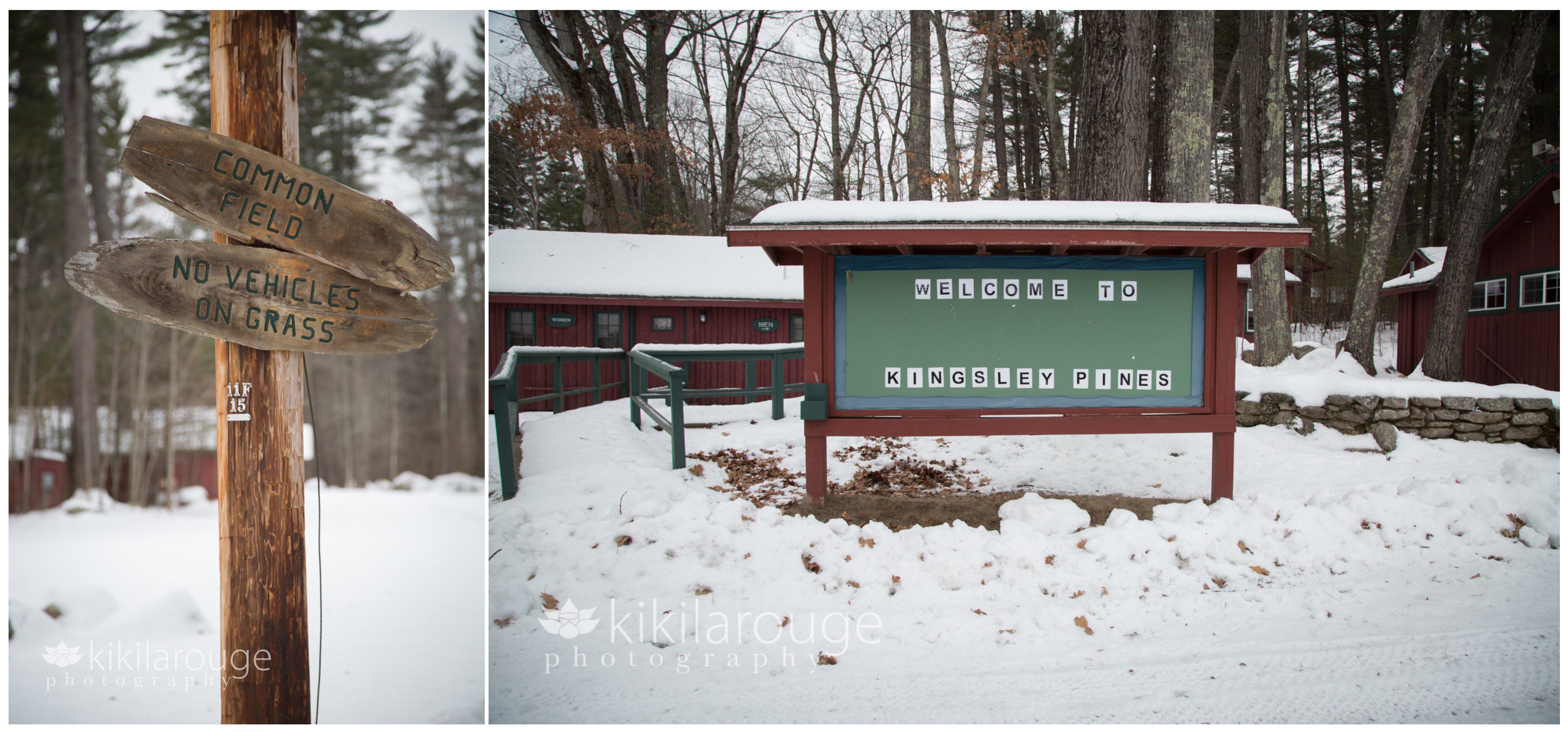 Signs at Kingsley Pines Camp in Maine