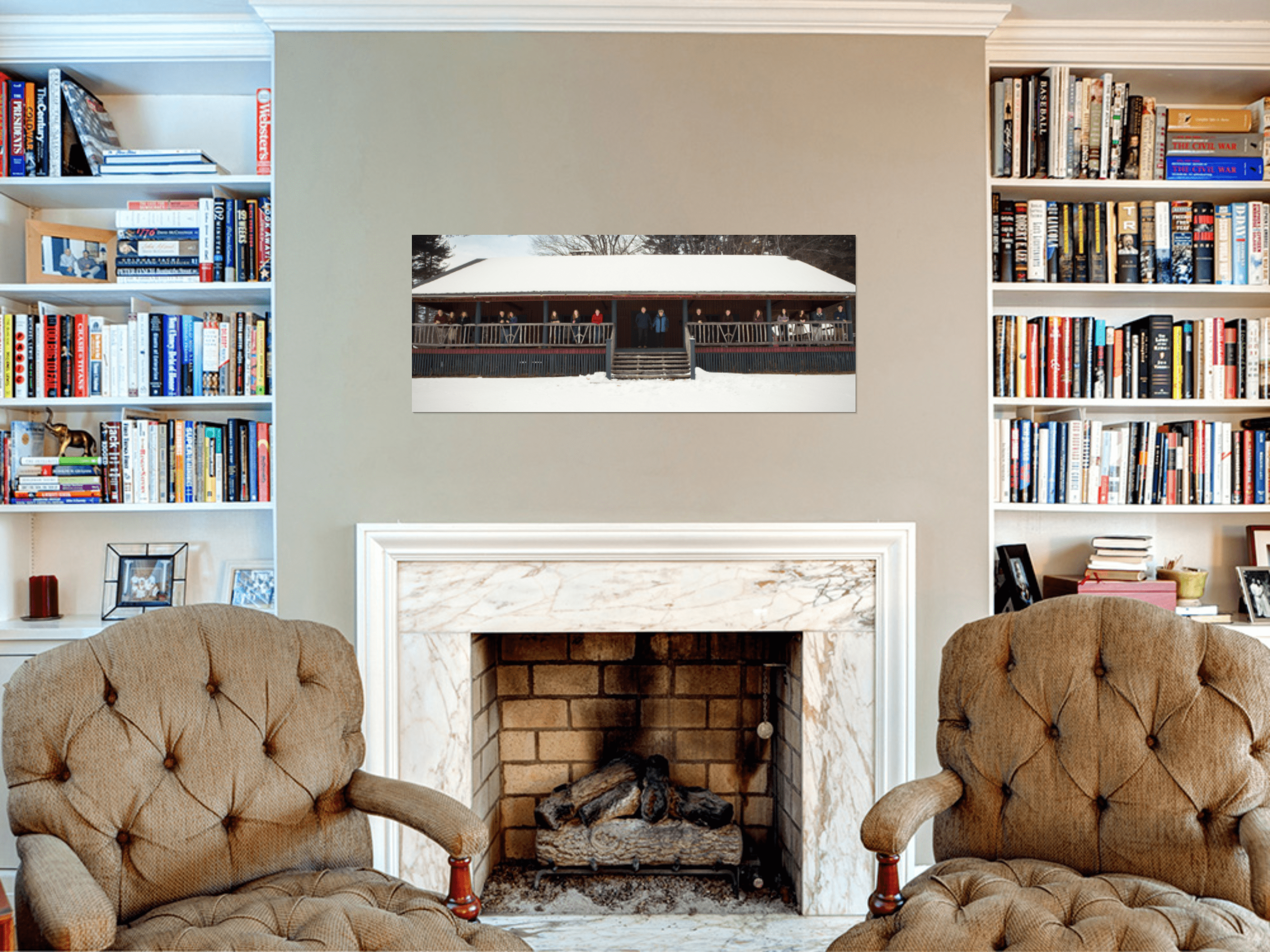 Panoramic Family Portrait over fireplace