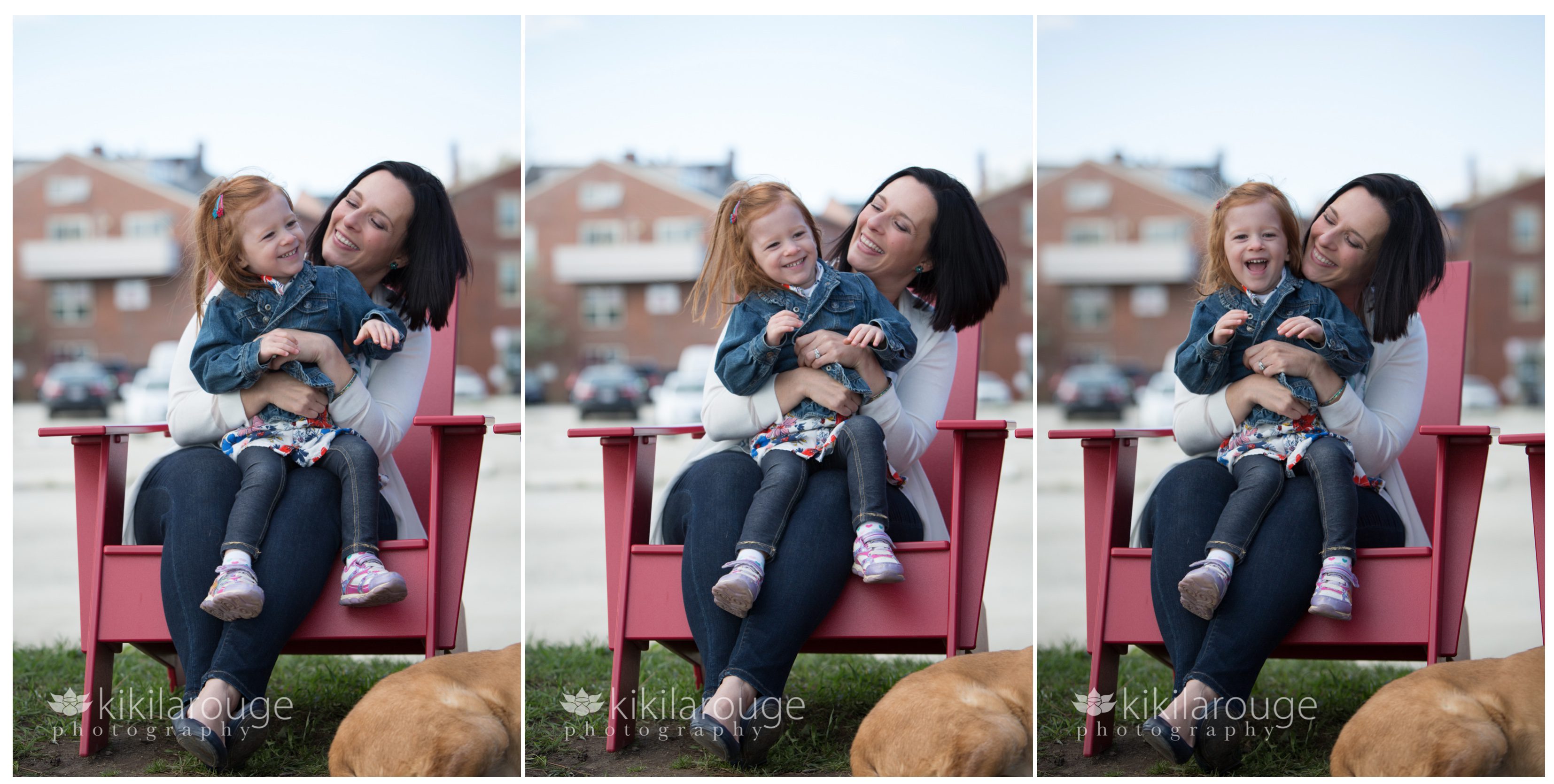 Triptych of Mom and her daughter laughing