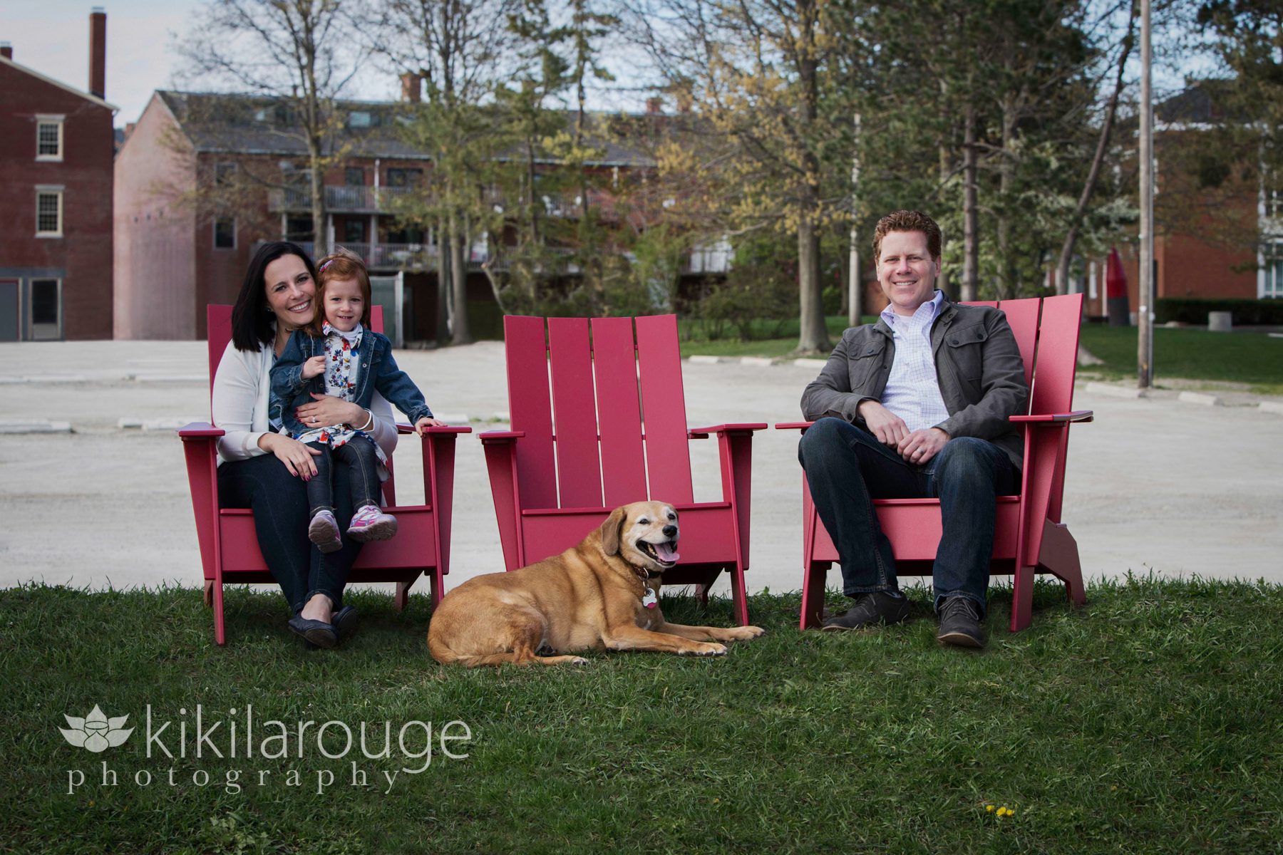 Family Portrait in Red Chairs Newburyport