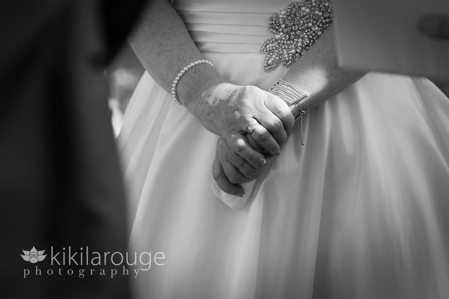 Close up of bride's hands