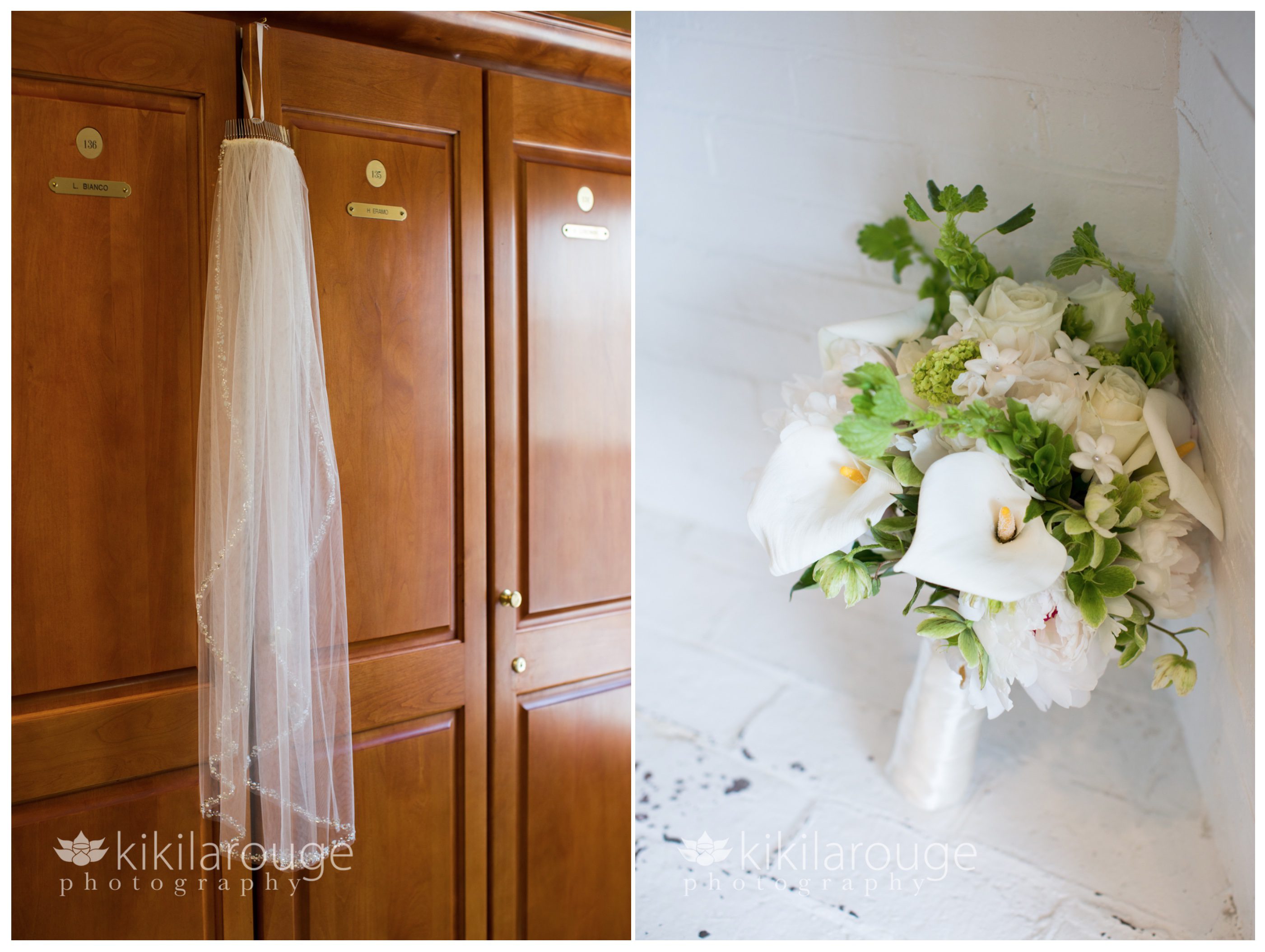 Veil and wedding bouquet