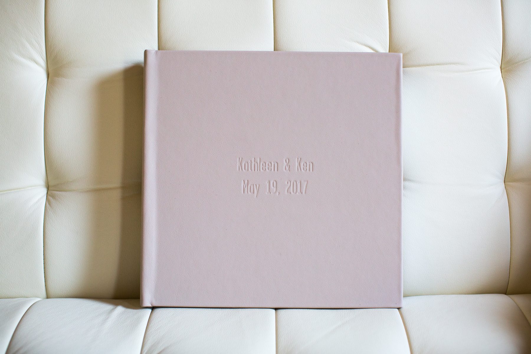 Light pink square leather wedding album