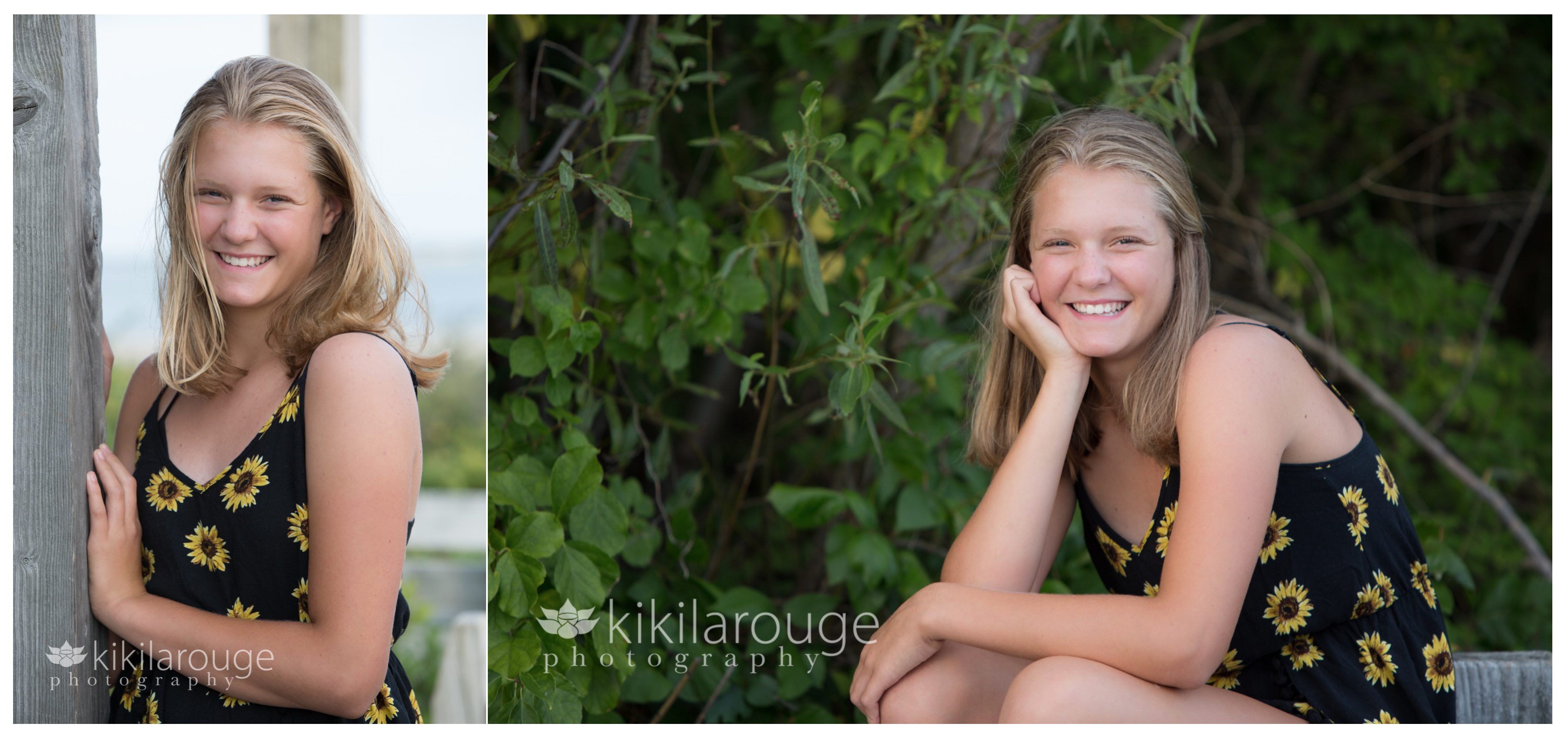 Portraits of young girl in sunflower romper