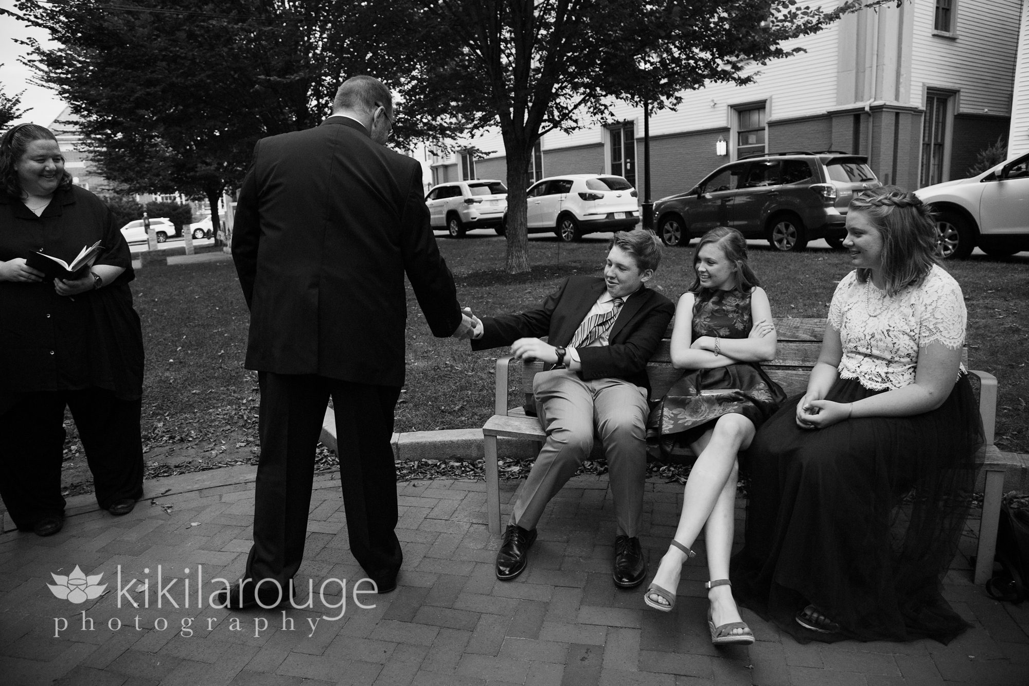 Small wedding with family in Newburyport Brown's Square