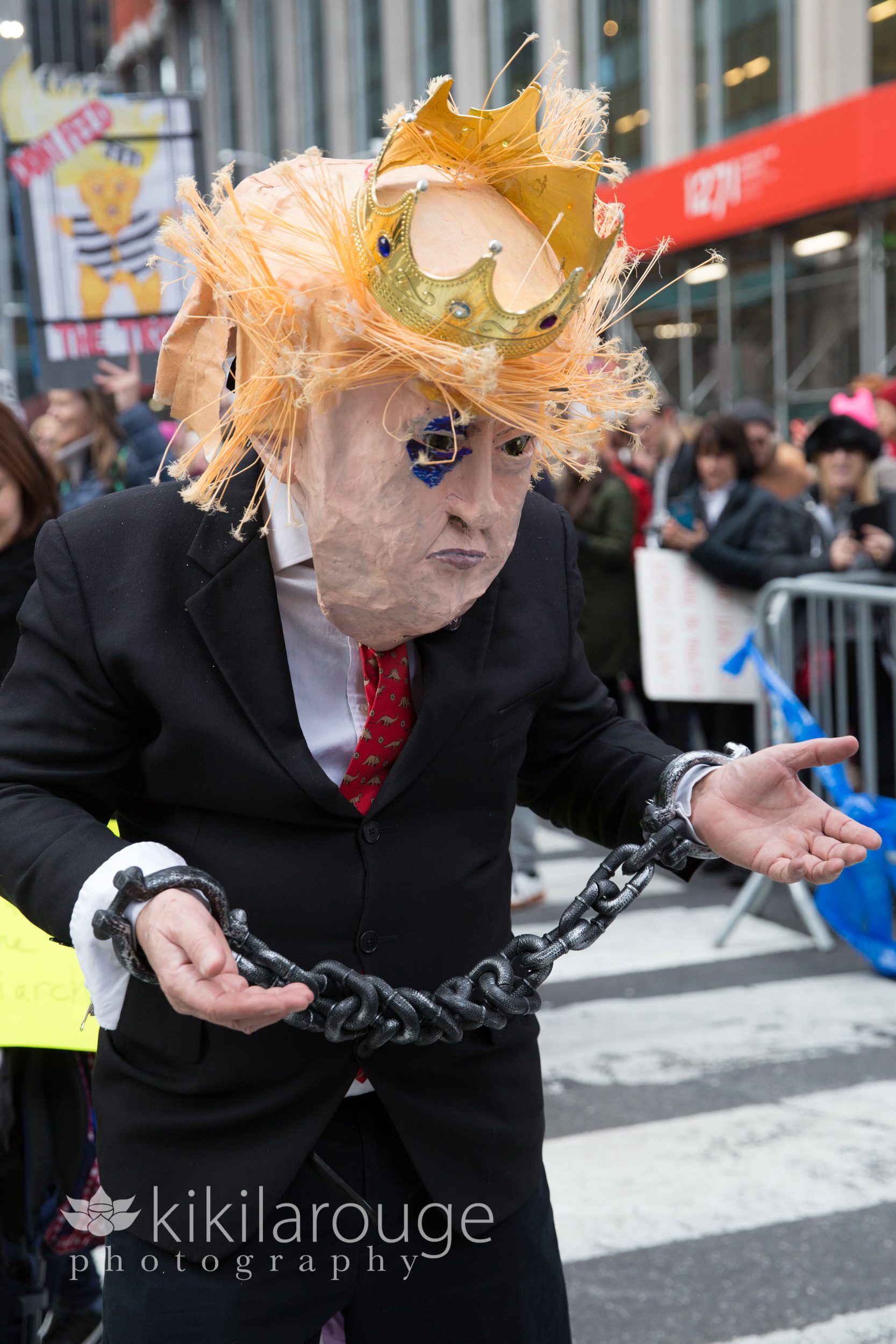 Paper Mache Donald Trump Mask at March NYC
