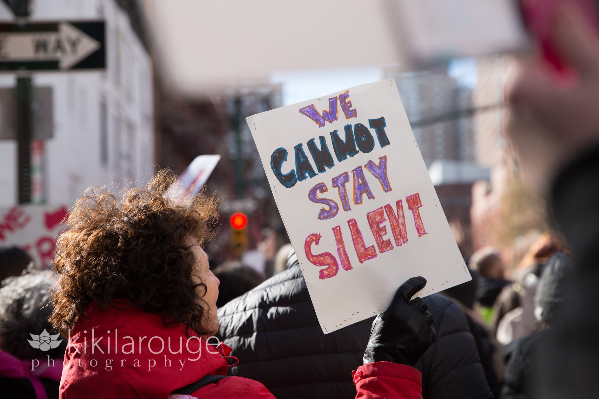 We Cannot Stay Silent Sign at Women's March