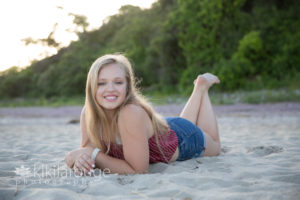Senior Girl on beach at sunset