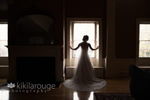 Bridal portrait silhouette at Hamilton Hall