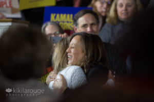 Senator Harris hugging NH rep at town hall