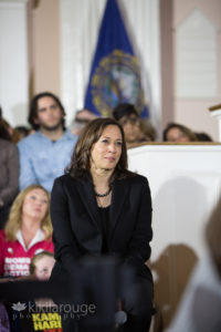 Senator Harris answering questions at Portsmouth Town Hall