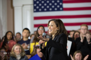 Senator Harris speaking at Portsmouth Town Hall