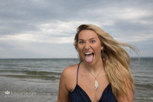 Girl making fun crazy face at camera