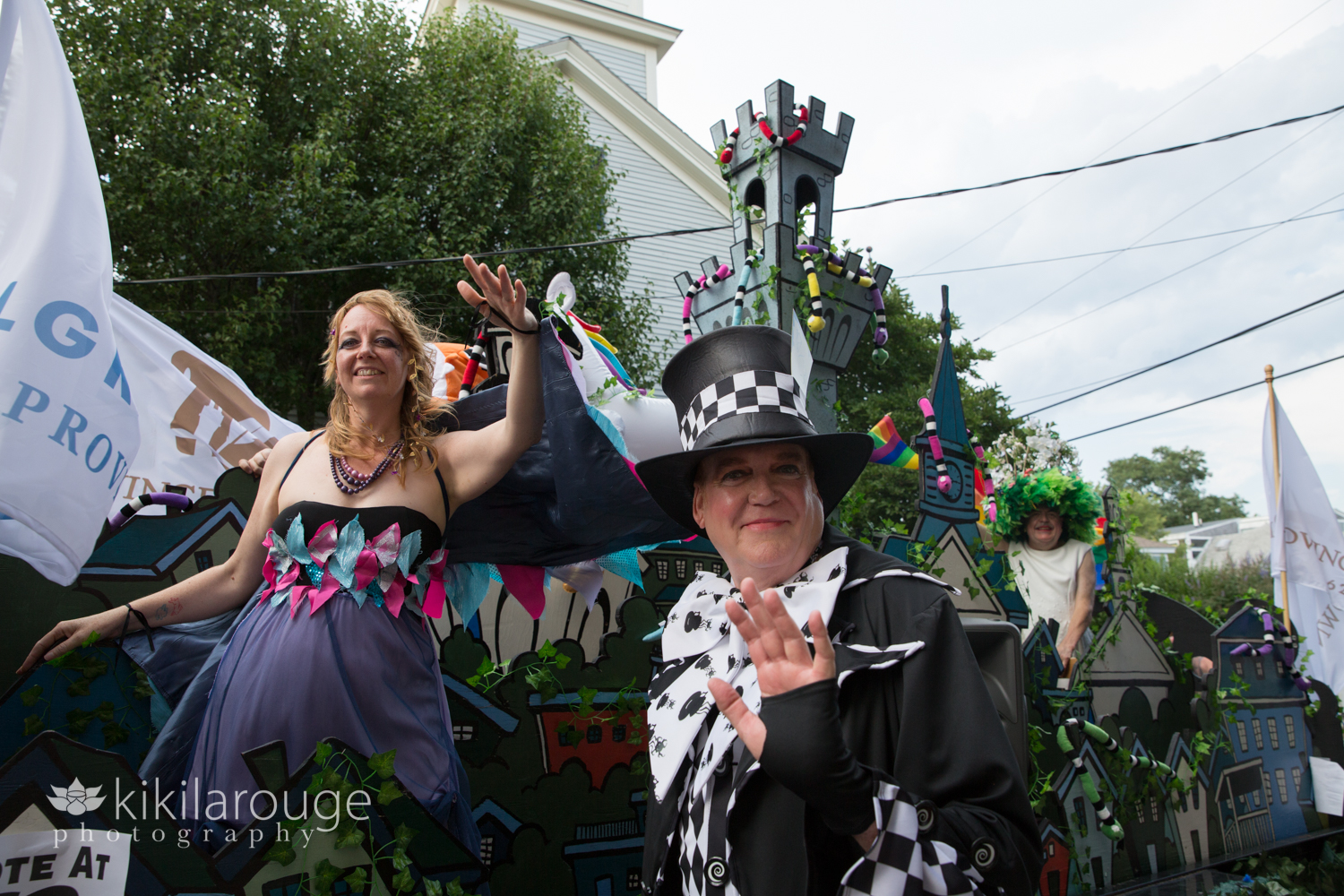Mad Hatter and Art Dune's tour float in ptown parade