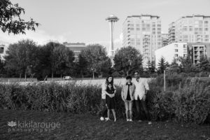 Family portrait at the Olympic Sculpture Park with Space Needle