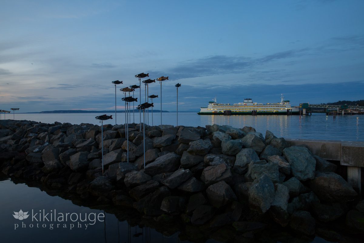 Blue hour and ferry in Edmonds Washington