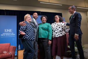 Governor Janet Mills with Stacey Abrams at UNE event