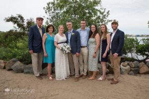 Newly married couple with groom's family