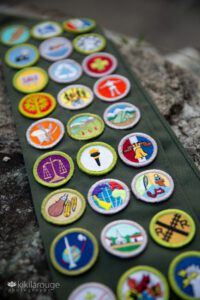 Close up of boy's Eagle Scout badge sash
