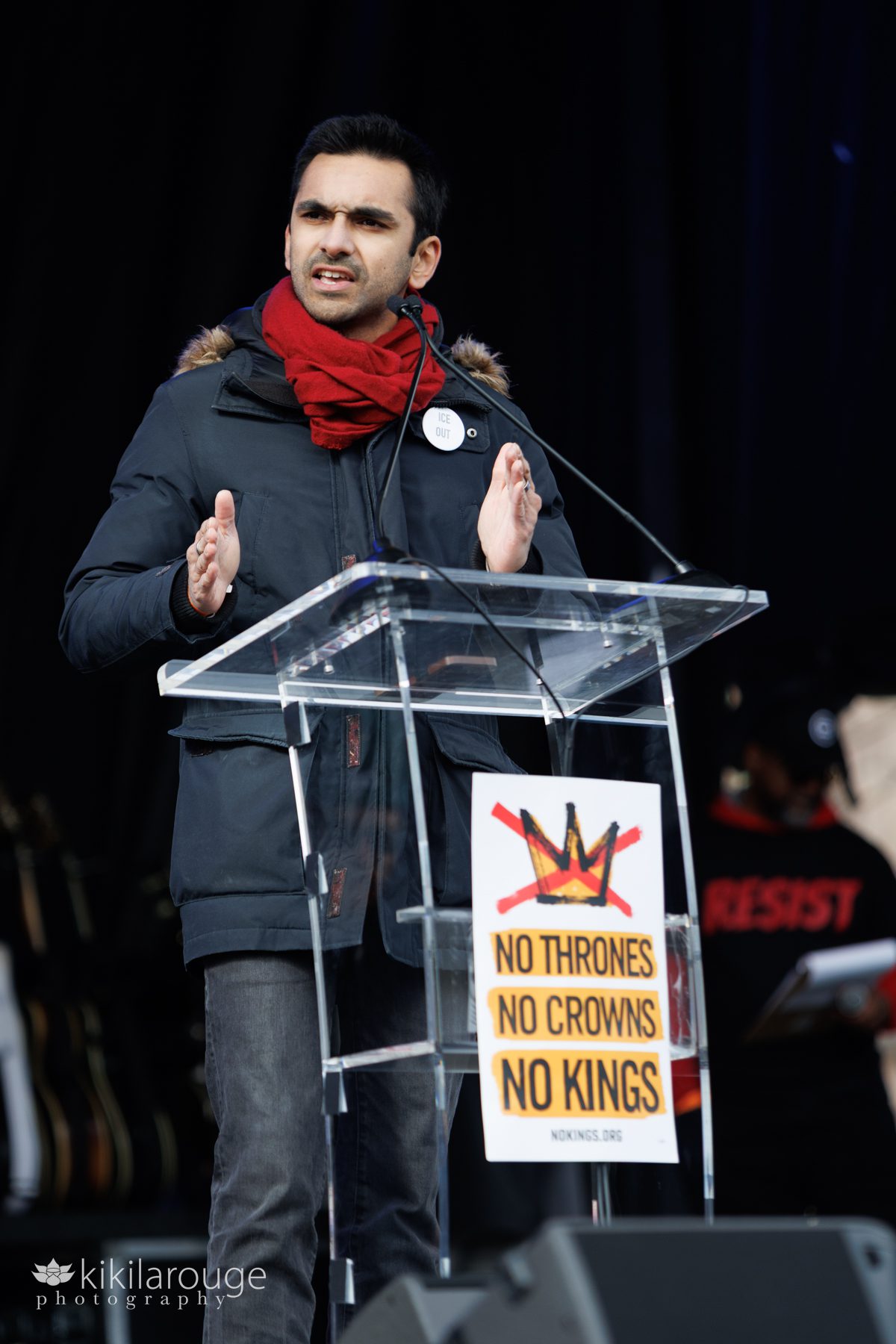 Speaker at the No Kings Rally in Boston